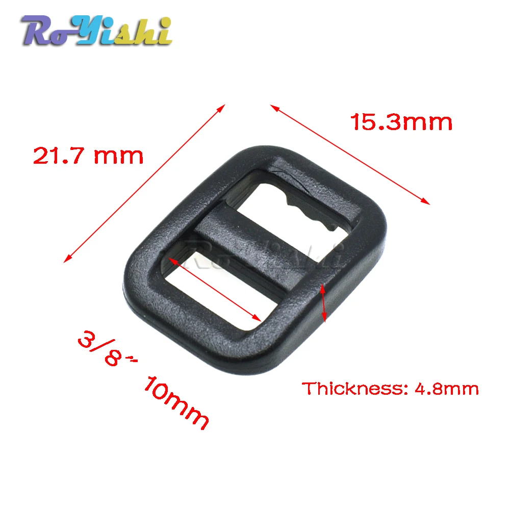 10 Pcs/Pack Plastic  Slider Tri Glide Adjust Buckles Wider Style Backpack Straps Webbing Black