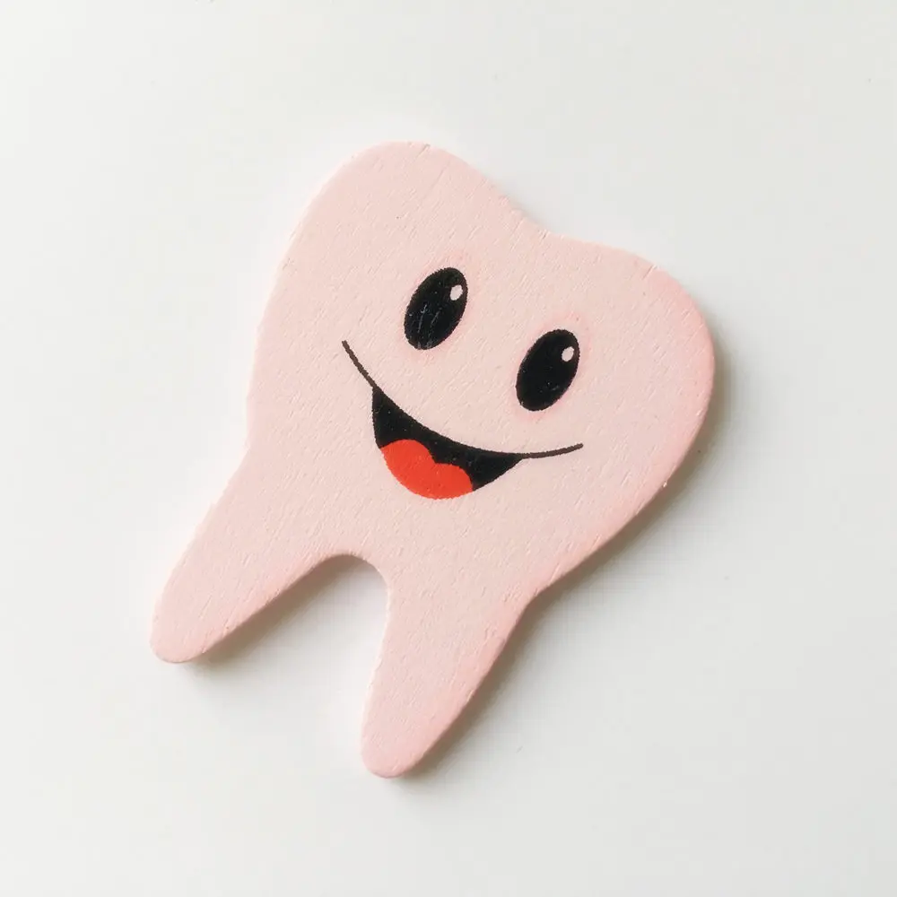 Wooden Tooth shape Fridge Window Wall Sticker Dental Clinic Office Gift Cute 16pcs