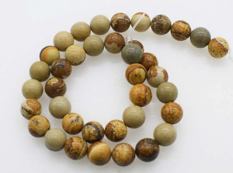 yellow picture stone  round  4/6/8/10/12/14mm 38cm for DIY jewelry making FPPJ wholesale loose beads