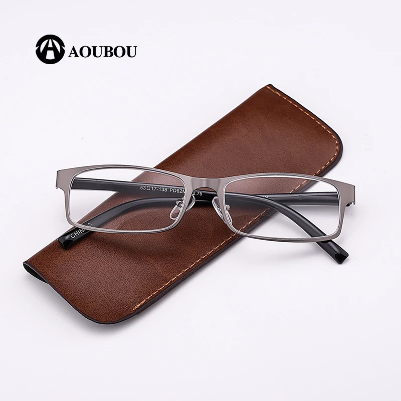 AOUBOU Brand High-End Business Reading Glasses Men Stainless Steel PD62 Leesbril Ochki +1.75+1.25 Degree Gafas De Lectura  AB002