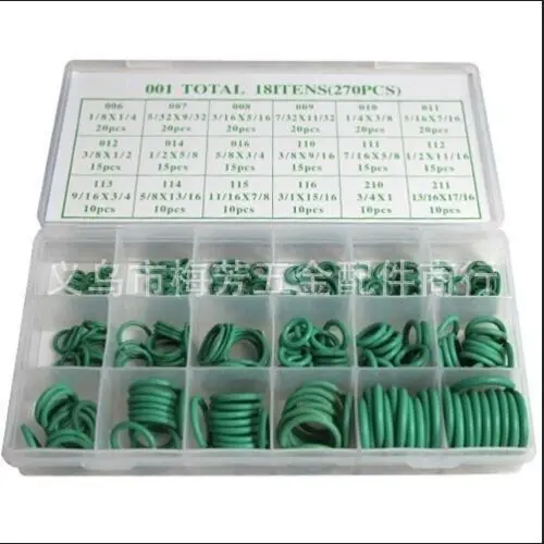 270 Pcs 18 Sizes Kit Air Conditioning HNBR O Rings Car Auto Repair Tools Rubber Air Conditioning Refrigerant Ring Sets