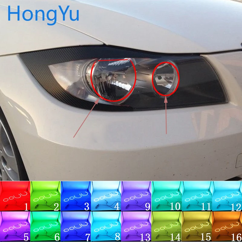

for BMW 3 Series E90 2005 - 2008 Accessories Latest Headlight Multi-color RGB LED Angel Eyes Ring Eye DRL RF Remote Control