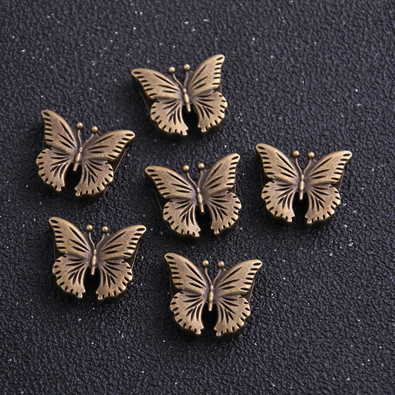 6PCS 16*19mm Butterfly Leather Beads Two Color Blank Cabochon Setting Diy Bracelets Making Supplies For 10mm Leather