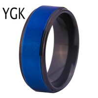 Wedding Band Black Tungsten Carbide Ring With Blue Surface For Men Women Anniversary Party
