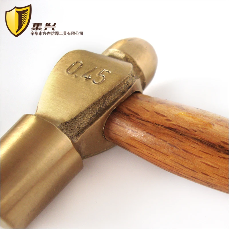 0.22kg/0.5lb, 0.34kg/0.75lb,Non-sparking Brass Ball Pein Hammer, ,Wooden Handle,Hand Tools