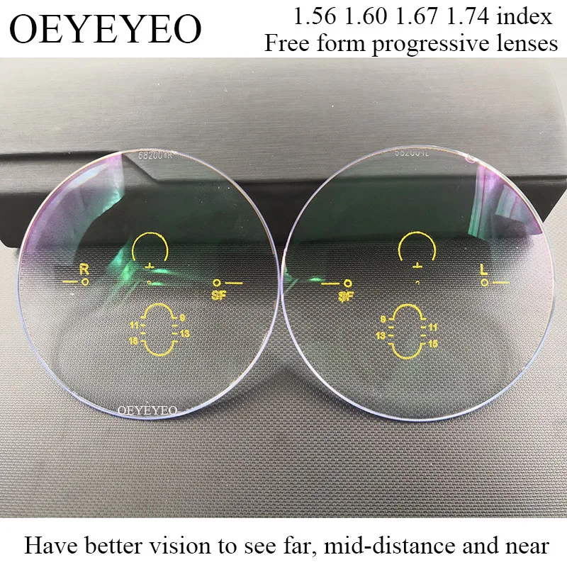 1.56 1.60 1.67 1.74 ADD +0.50~+3.50 Progressive Multifocal Lenses Prescription Myopia Hyperopia Resistance Short Middle Far Lens