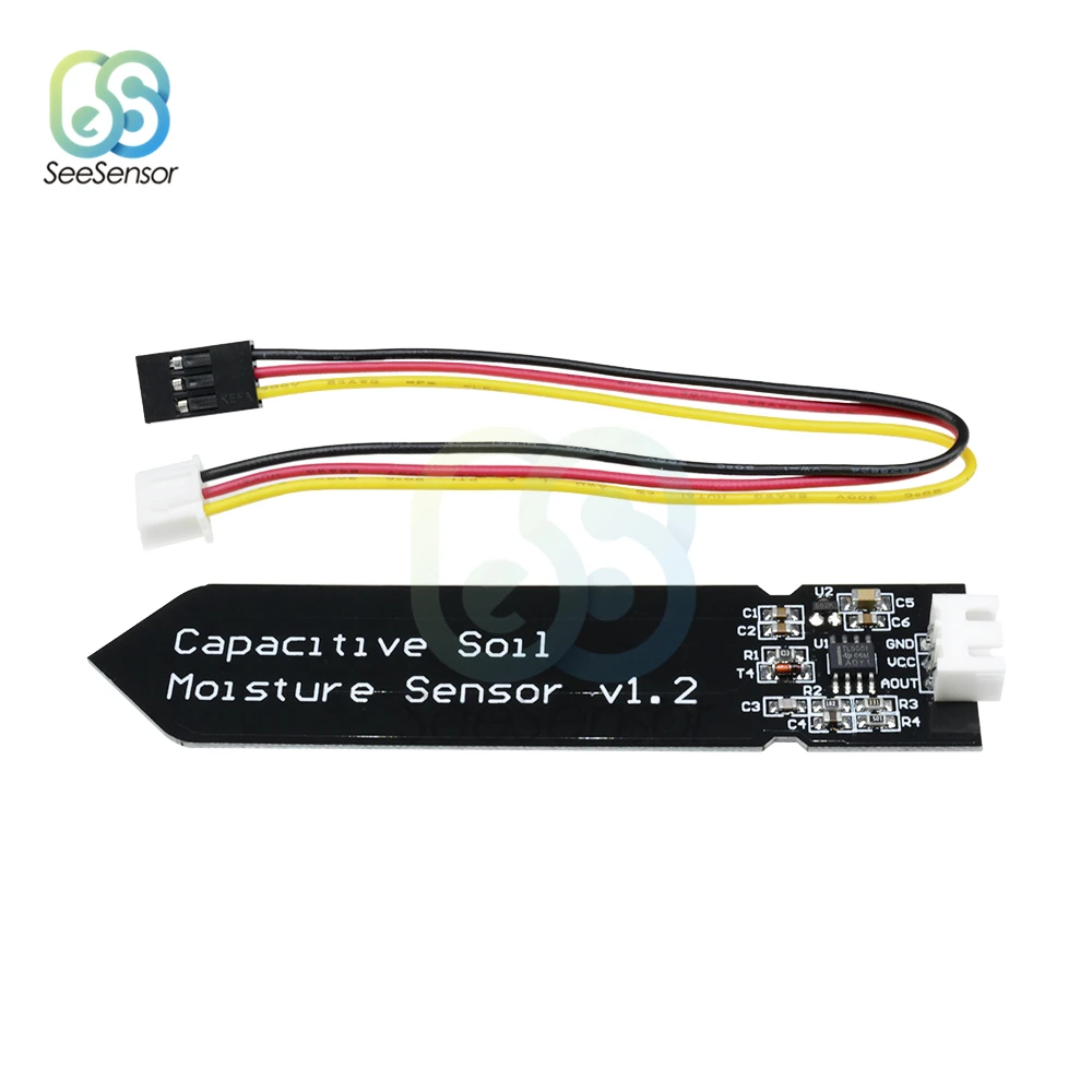O módulo capacitivo do sensor da umidade do solo não é fácil corroer a relação resistente à corrosão da gravidade 3pin larga do fio 3.3 5.5v da tensão