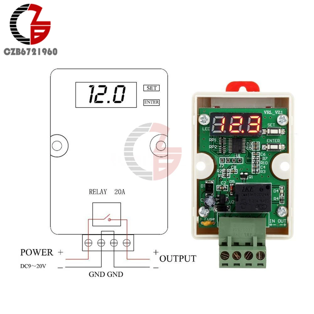 12V Relay car battery Undervoltage Module protection controller Power switch Voltage time delay power on/off adjustable