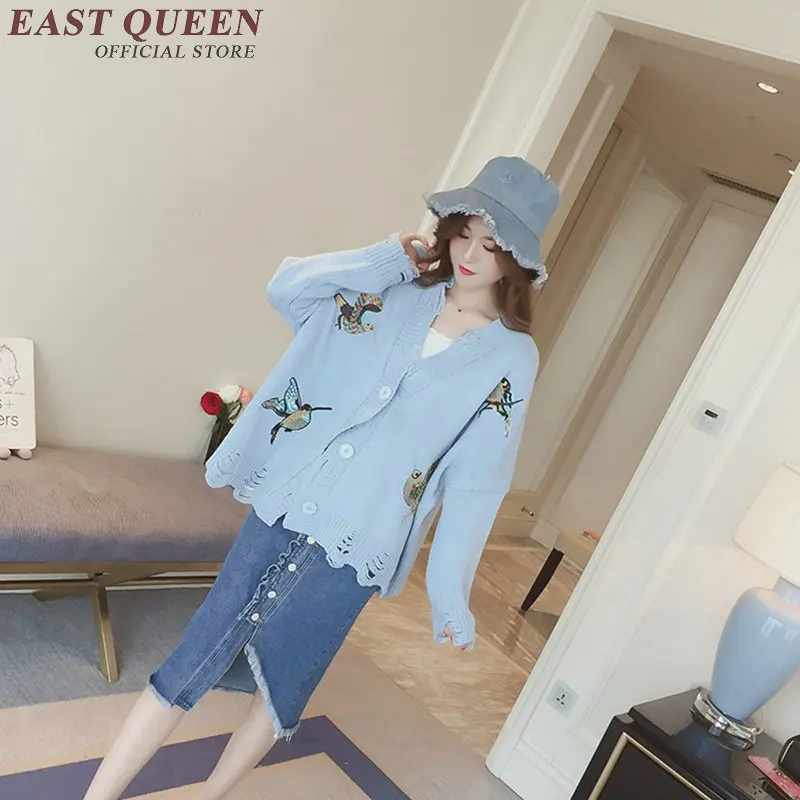 Casual women spring coat full sleeve embroidery loose cardigan clothing tops for women sweet v-neck female coats NN0894  F