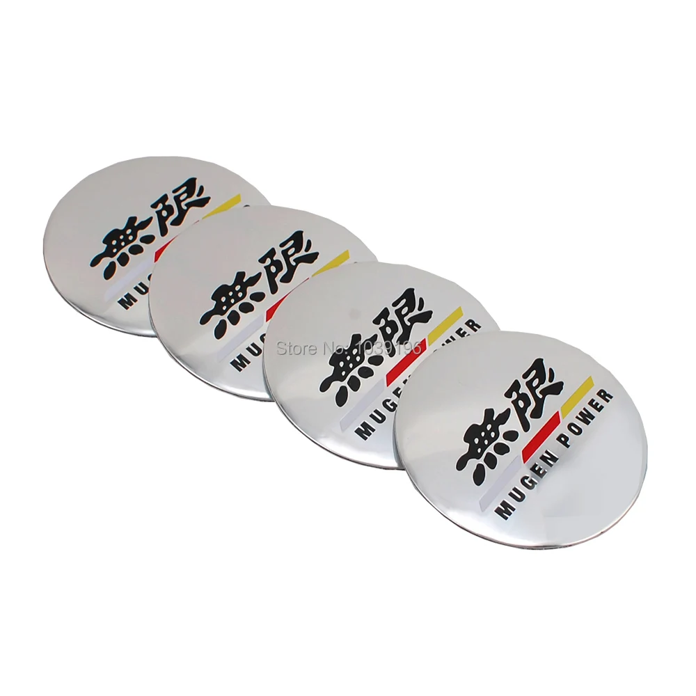 4 x Car Styling 3D Metal Aluminium Alloy Wheel Center Cap Stickers Wheel Hub Cap Decals Emblems Badges for Mugen Power