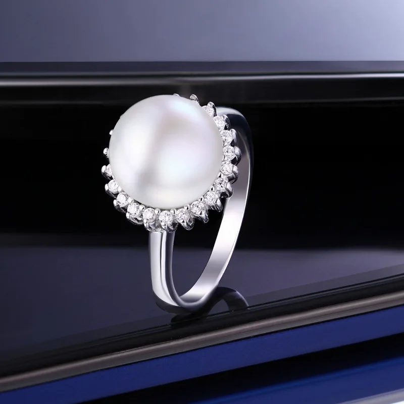 

925 Sterling Silver White Freshwater Pearl Ring classic fashion new