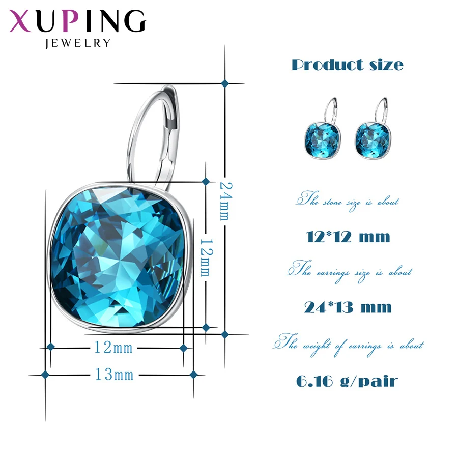 Xuping Jewelry Trendy Luxury Style Rhodium Color Earring with Colorful Crystal for Women Party Birthday Gifts A00615948