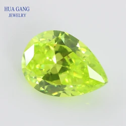 2x3 ~ 15X20 Mm Peer Shape Apple Green Aaaaa Zirconia Synthetische Gems Cz Steen Voor Sieraden