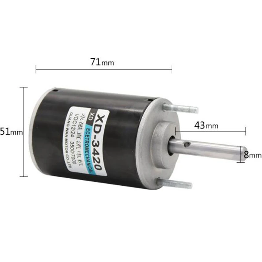 XD-3420 Permanent Magnet DC Motor 12V/24V 3500/7000rpm Universal Adjustable Reversing Motor DC Speed Motor High Torque