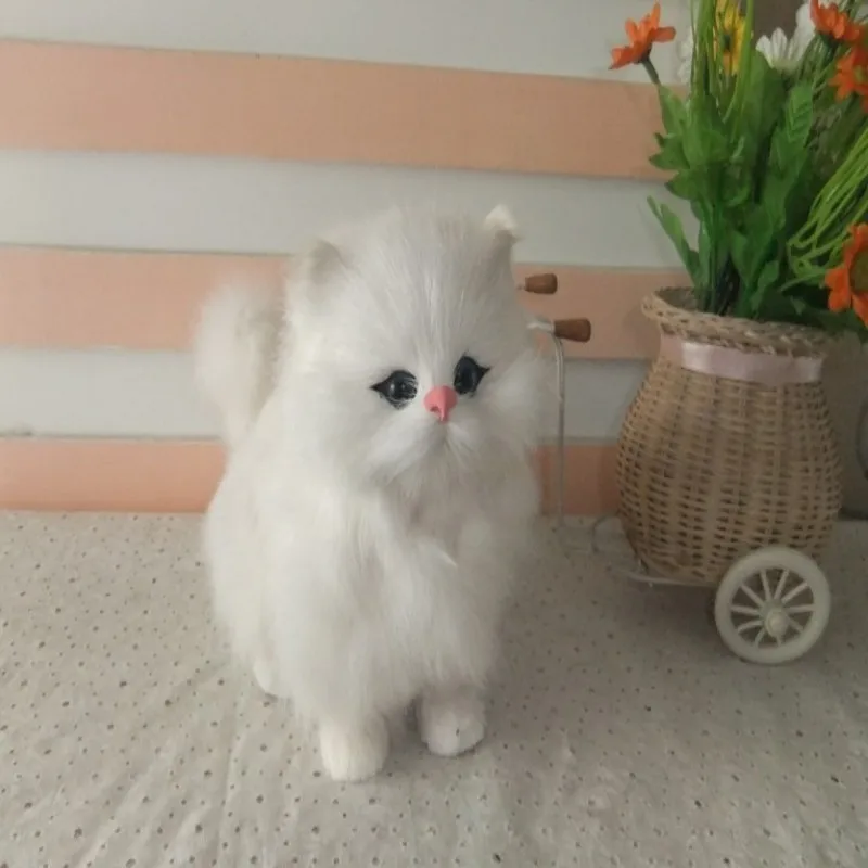 

about 16cm Simulation cat model white cat polyethylene&furs Resin handicraft,props,decoration gift d0097