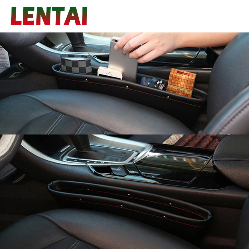 LENTAI For Opel astra h j g insignia vectra c corsa d zafira b Chery Lifan 1PC Car Seat Gap Boxes leather Organizer Phone Holder