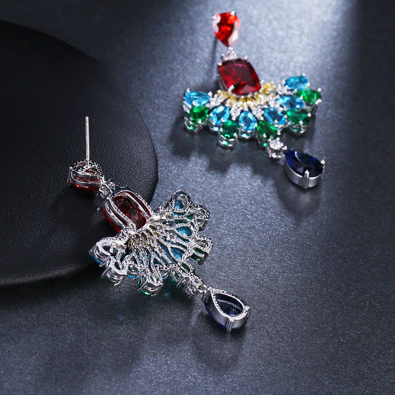 Emmaya Long Fashion Luxury New Design Multicolor Flower Zircon For Female Earrings High Quality AAA Cubic Zirconia Jewelry