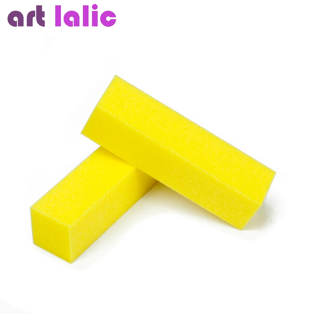 Sanding buffer block for nail art, manicure and pedicure accessories, yellow and pink, 2 pcs/lot