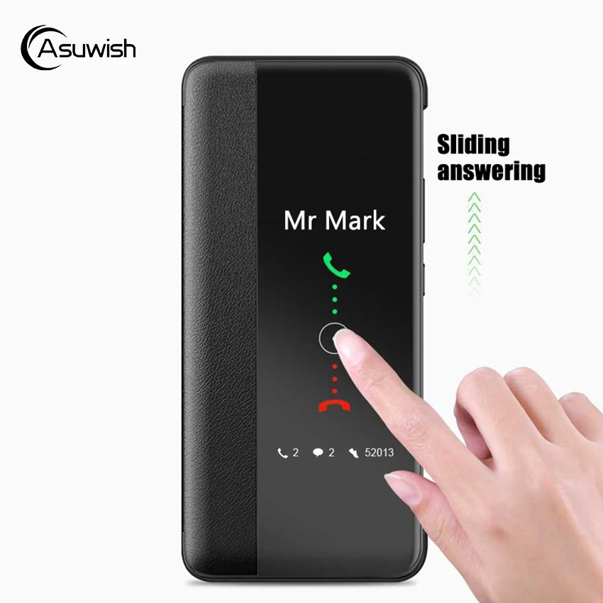 Smart View Flip-Cover Leder Telefon Fall Für Huawei P30 P40 P50 Pro P20 P 30 20 Lite P30pro P20pro 30pro Fenster Dünne Funda Fest