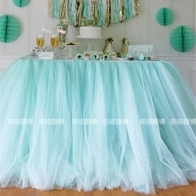 Fluffy yarn table skirt embroidered table cover birthday party supplies dessert mousse fashion wedding