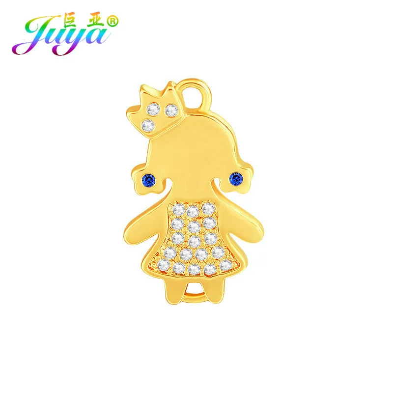 Juya Supplies For Jewelry Material DIY Gold Figure Boy Girl Charm Connectors Accessories For Fashion Bracelets Earrings Making