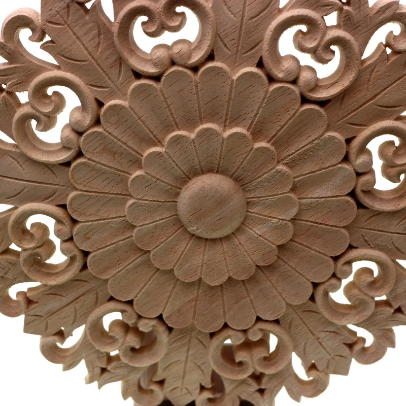 RUNBAZEF Boutique Lots Wood Carved Onlay Applique Unpainted Flower Walls Cabinets Door Vintage Home Decoration Accessories Decor