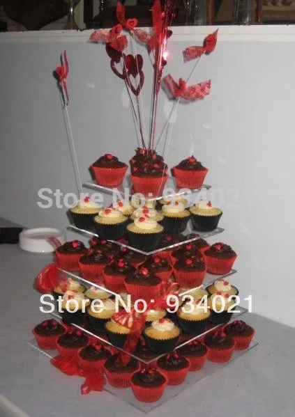 5 Tier  Square Wedding Display Acrylic Perspex Cup Cake Stand