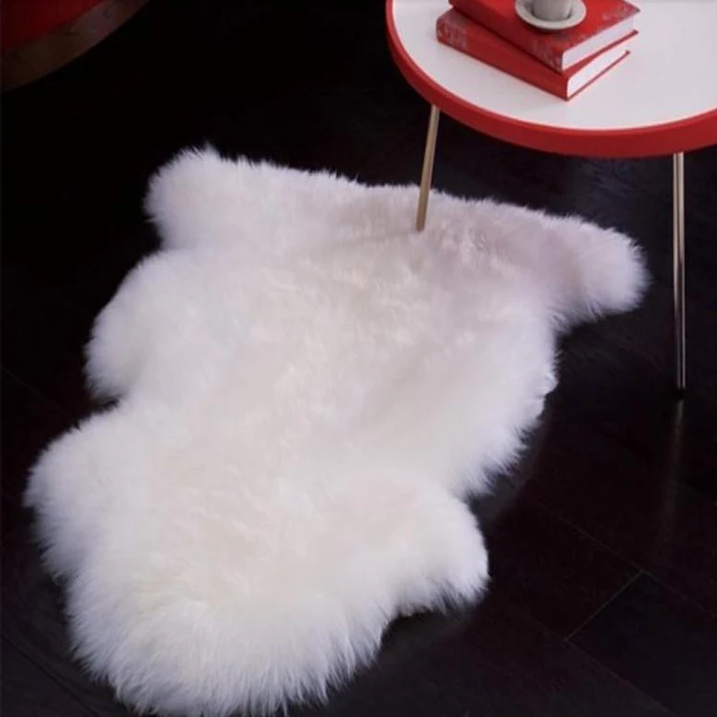 Real White Sheepskin Rug For Sofa Genuine Sheep Fur Carpet Lambskin Pelt Rugs For Living Room Decorative