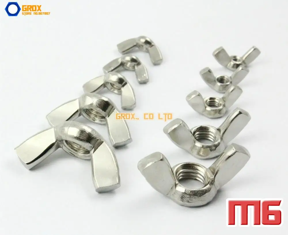 

50 Pieces M6 201 Stainless Steel Metric Thread Wing Nut Butterfly Nut