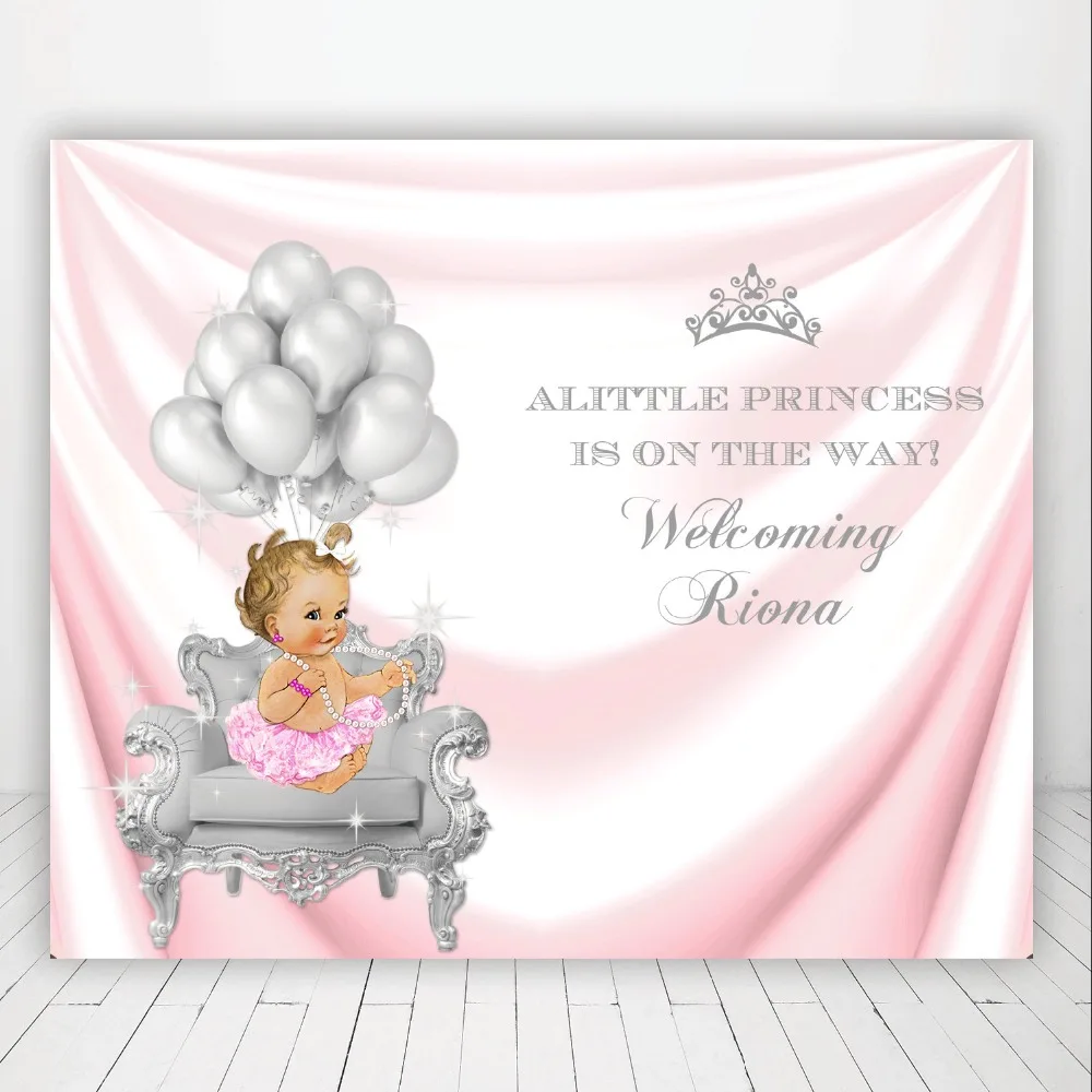 

custom pink and silver princesss fairy dust baby shower 1st birthday backdrop High quality Computer print party background