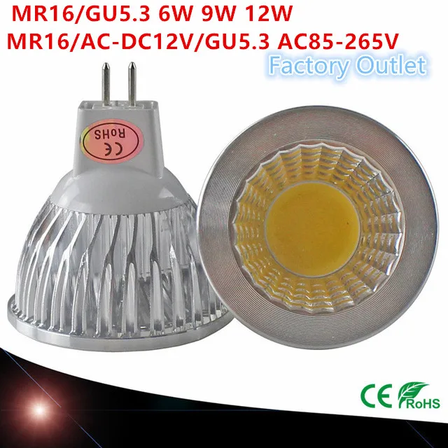 

1pcs Super Bright MR16 GU5.3 COB 6W 9W 12W LED Bulb Lamp mr16 12V gu5.3 220v ,Warm White/Pure/Cold White led LIGHTING