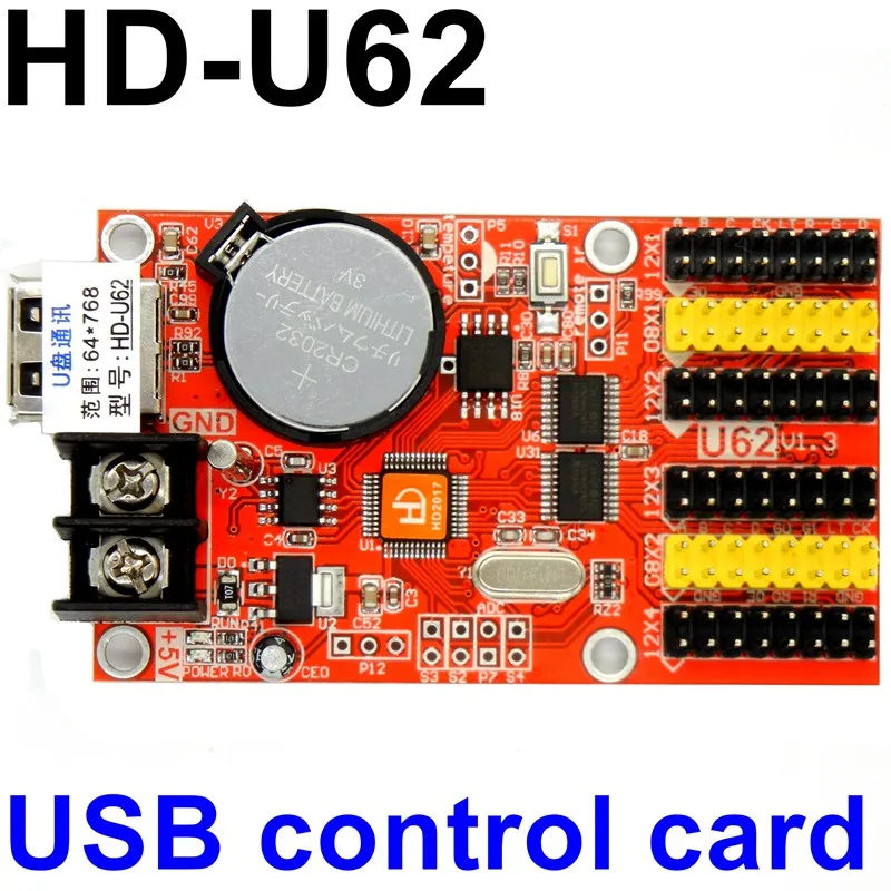 

HD-U62 USB-порт, беспроводной одно/двухцветный светодиодный контроллер, текстовое сообщение, светодиодный экран, контроллер платы вождения