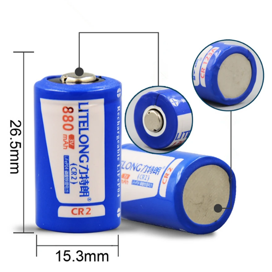 4pcs/lot High power 880mah 3V Cr2 rechargeable battery LiFePO4 lithium battery rangefinder camera battery