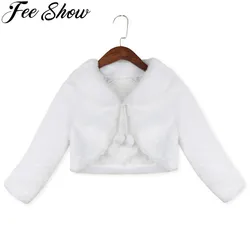 Baby Girl Princess White Coats Kids Faux Fur Warm Short Jacket for Wedding Dress Party Formal Girls Bolero Toddler Girl Outwear