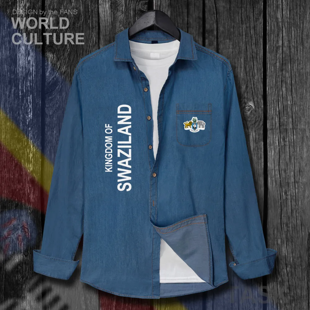 Kingdom of Swaziland weSwatini Swazi SWZ SZ Men Clothes Autumn Cotton Tops Long Sleeve Cowboy Fashion Jeans Shirt Slim Jacket 20