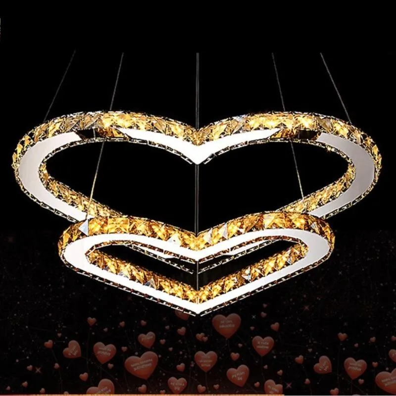 

Heart chandelier Living room Bedroom Kitchen Dining room stainless steel chandeliers Indoor home Crystal led chandelier rings