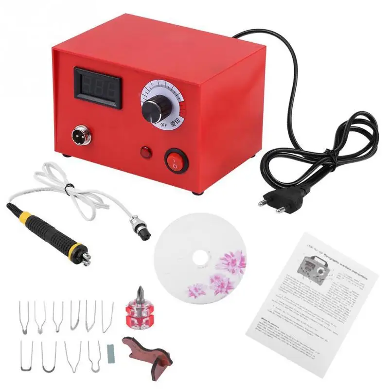 110V-220V AC Pyrography Tool Free Shipping Branding 50W Brush Heat Pressure Machine Pyrography Pen Machine Kit Wood Burning Tool