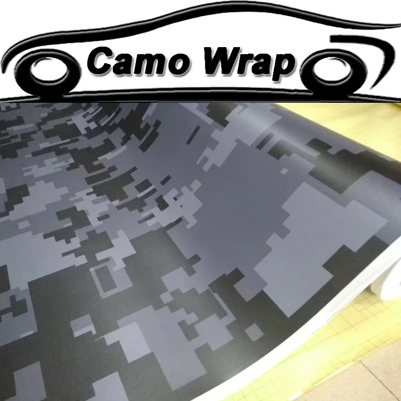 

Black Grey Vinyl Film Digital Camouflage Car Wrap Foil Digital Sticker Film Car Truck Motorbike Scooter Wrapping Decal Air Free