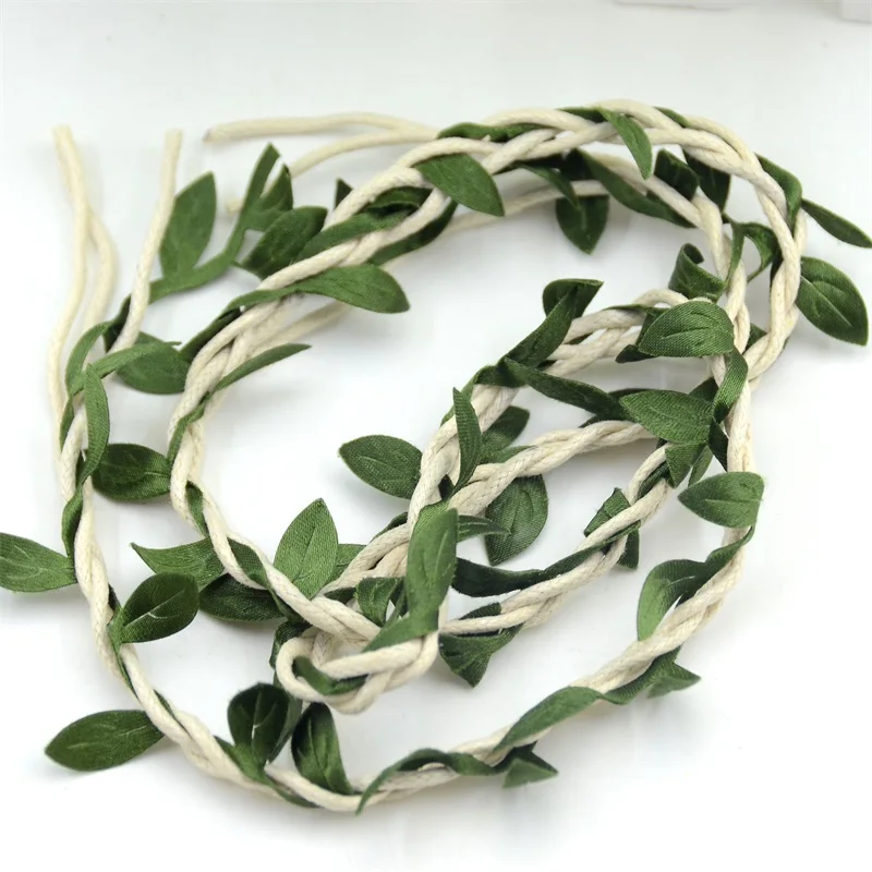 10m Vine Leaves Artificial Green Flower Rattan For  Wedding Party Decoration Foliage DIY Home Garland Headband Hair Accessories