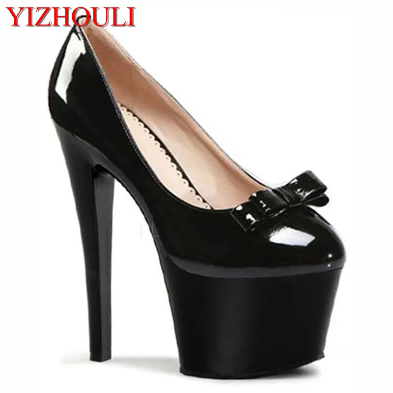 

Single Shoes Super-Elevation 17cm Women's High-Heeled Shoes Platform Shoes 7 Inch High Heels Crystal Women's Pumps