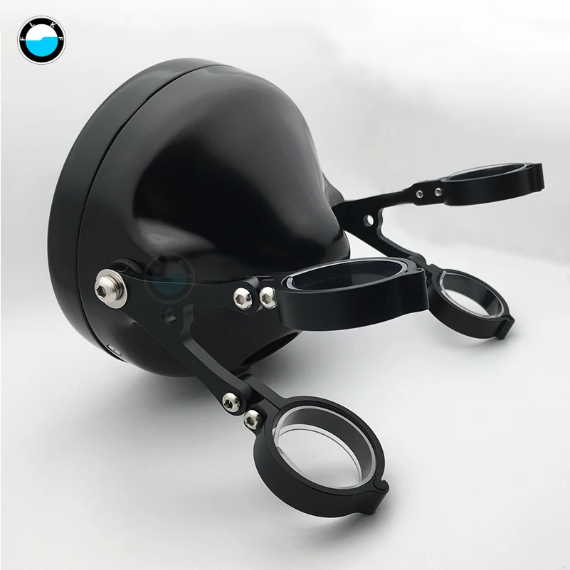 1Set Black Universal Motorcycle  7 inch Headlight Housing Mount Brackets Headlamp Holder Adjustable On Both Sides Of The Bracket