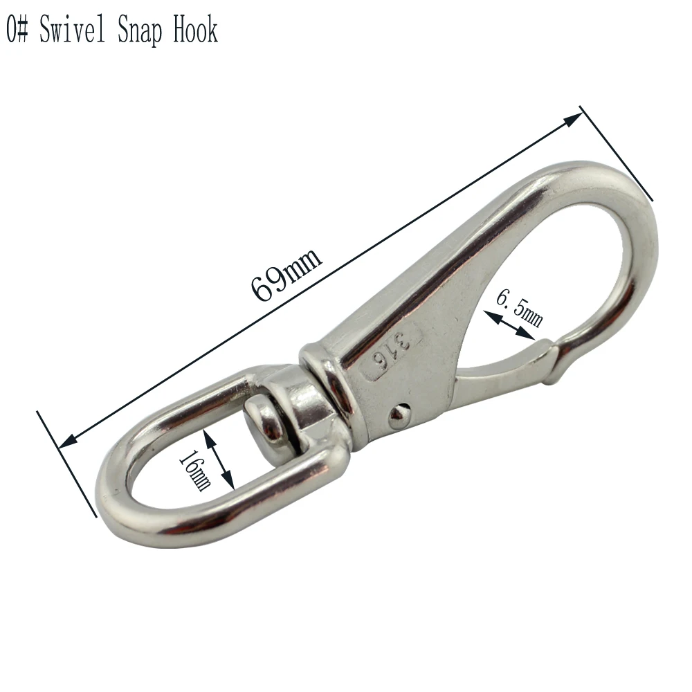 

Stainless Steel Mini Eye Swivel Snap Hook Bag Spring Snap Carabiner Quick Release Dog Chain Bolted Hook 5pcs 69mm(0#)