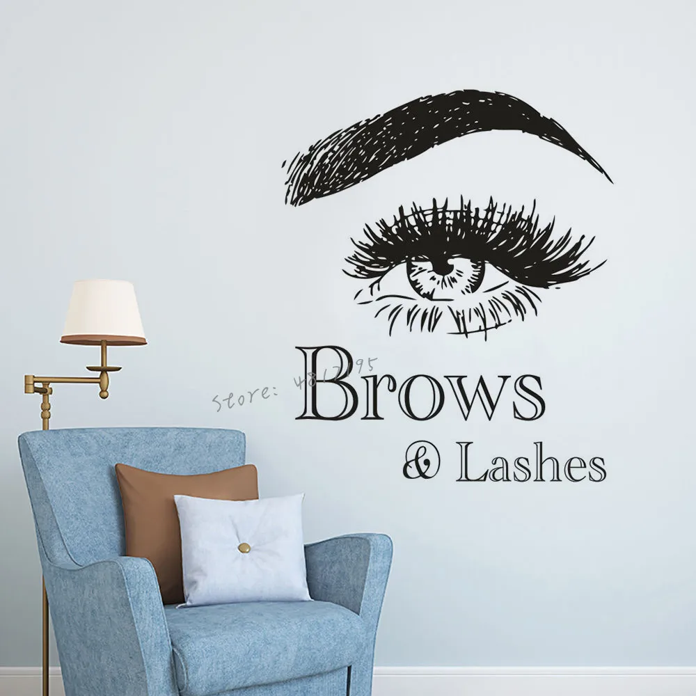 Brows Lashes Logo Wall Decal Beauty Make Up Studio Décor Eyebrow Comestics Wall Sticker Vinyl Beauty Salon Vinyl Posters AZ824