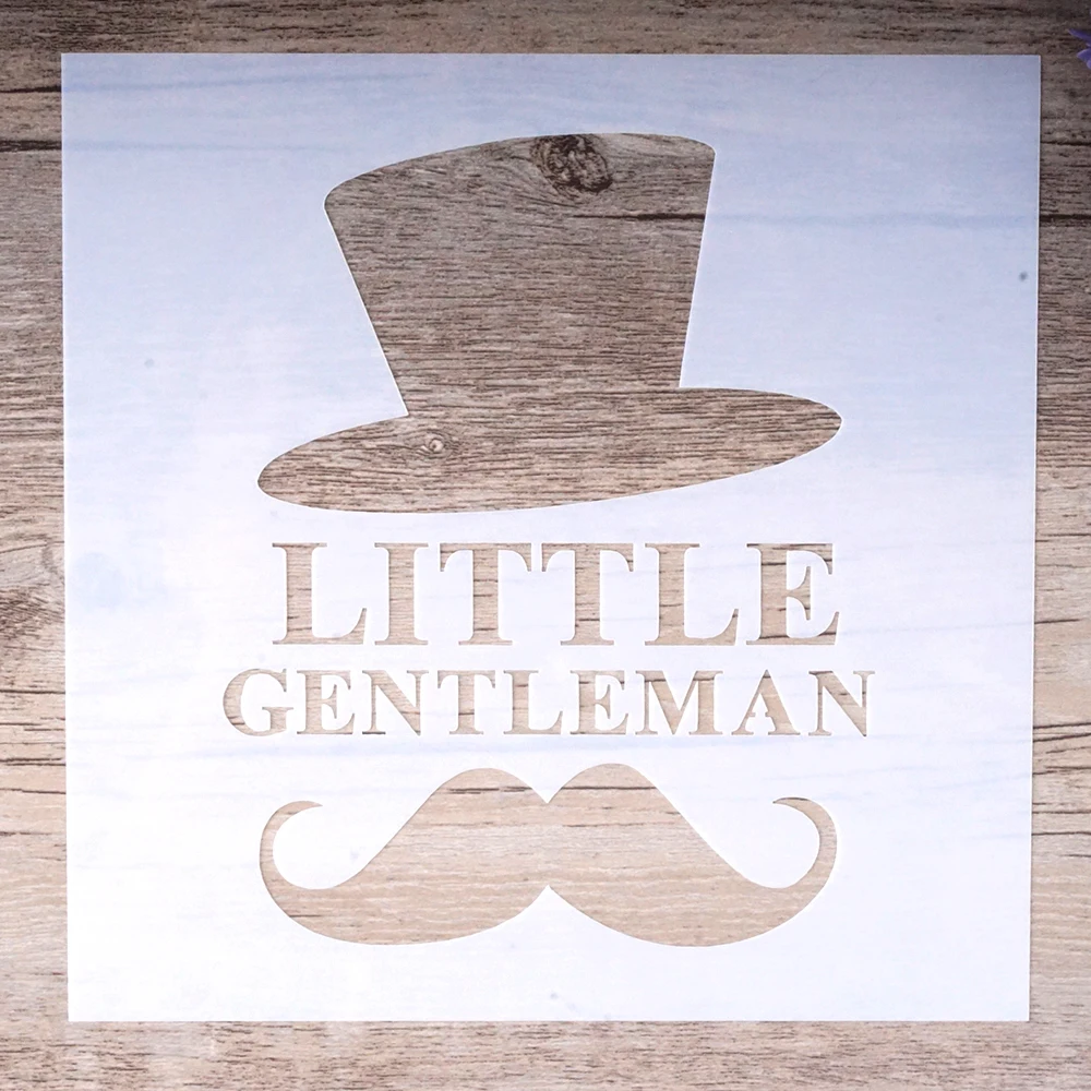 15 cm DIY Craft Stencils For Walls Painting Scrapbooking Album Decorative Embossing Paper Cards,Mustache Little Gentleman