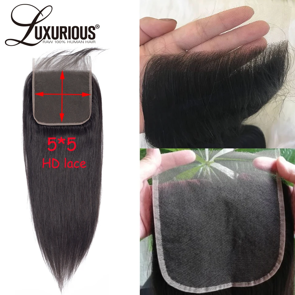 

5X5 Invisible HD Lace Closure With Long Part Straight Brazilian Remy Human Hair Lace Closure Pre Plucked Hairline With Baby Hair