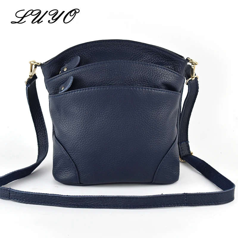 LUYO Natural High Quality Genuine Cow Leather Shoulder Bags Flap For Women Mummy Casual Messenger Bag Handbag Female Crossbody