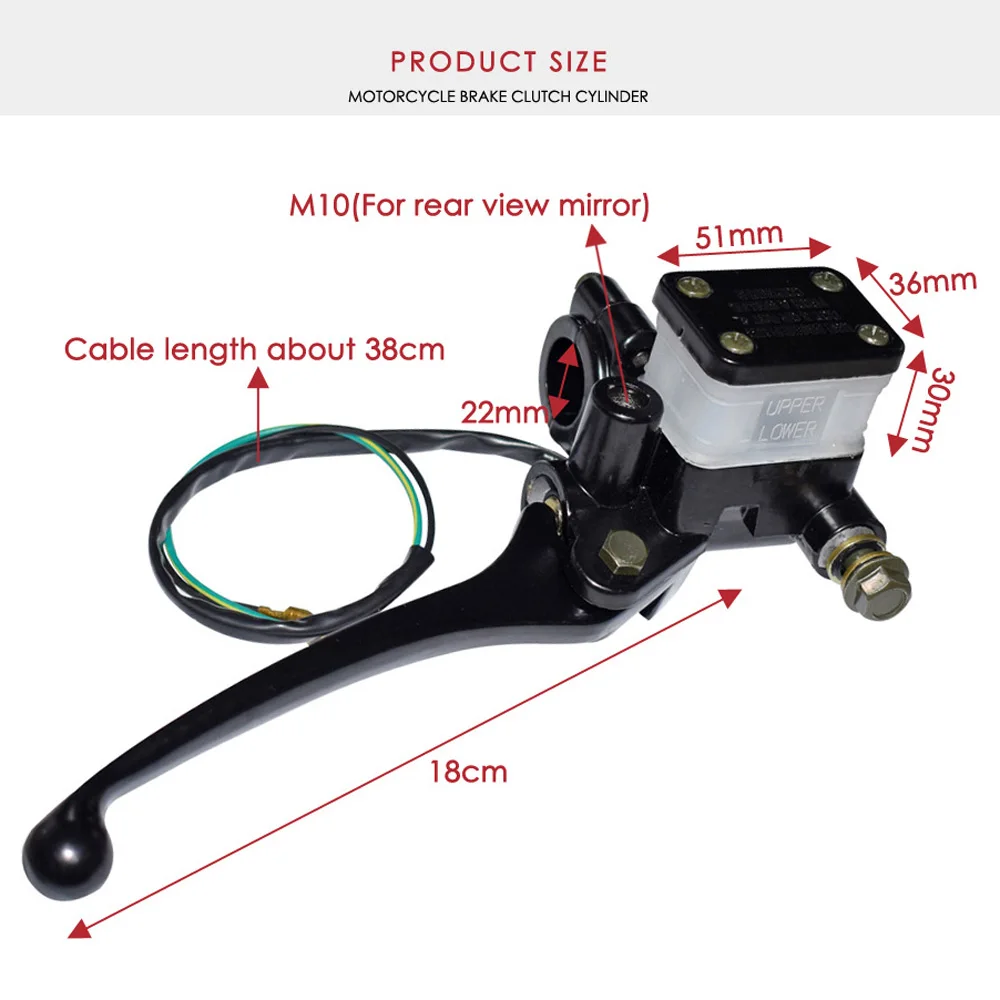 22mmCable Hydraulic Brake Clutch Master Cylinder Reservoir Levers Universal Motorcycle ATV Motorbike Handle For Honda For Yamaha