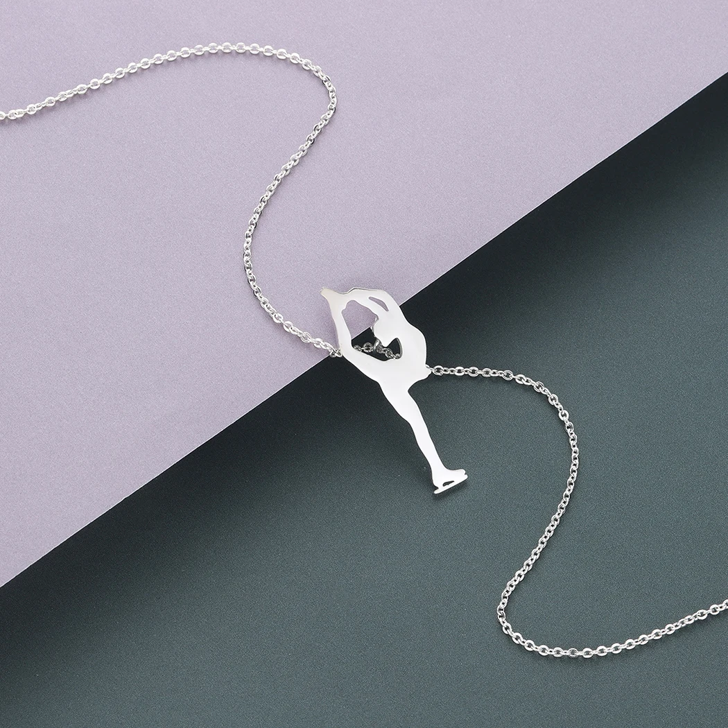 Cxwind Ice Skating Woman Pendant Necklace for Women Simple Female Figure Shape Chain Necklaces Collier 2025 Jewelry Wholesale