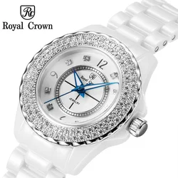 Luxury Claw-setting Crystal Ceramic Men's Watch Women's Watch Fine Fashion Couple's Hours Bracelet Girl's Gift Royal Crown Box