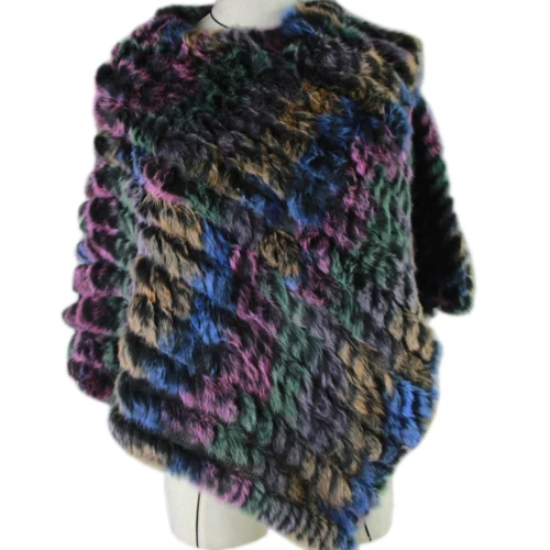 Nueva llegada, gran oferta, chales Pashmina de piel auténtica para mujer, Poncho de piel de conejo tejido hecho a mano, chal de piel para mujer, invierno